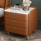 Steen Top Nightstand 3-ladjes lederen nachttafel met 4 poten