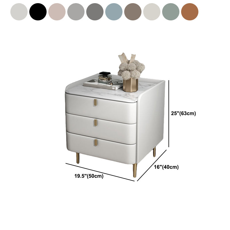 Steen Top Nightstand 3-ladjes lederen nachttafel met 4 poten