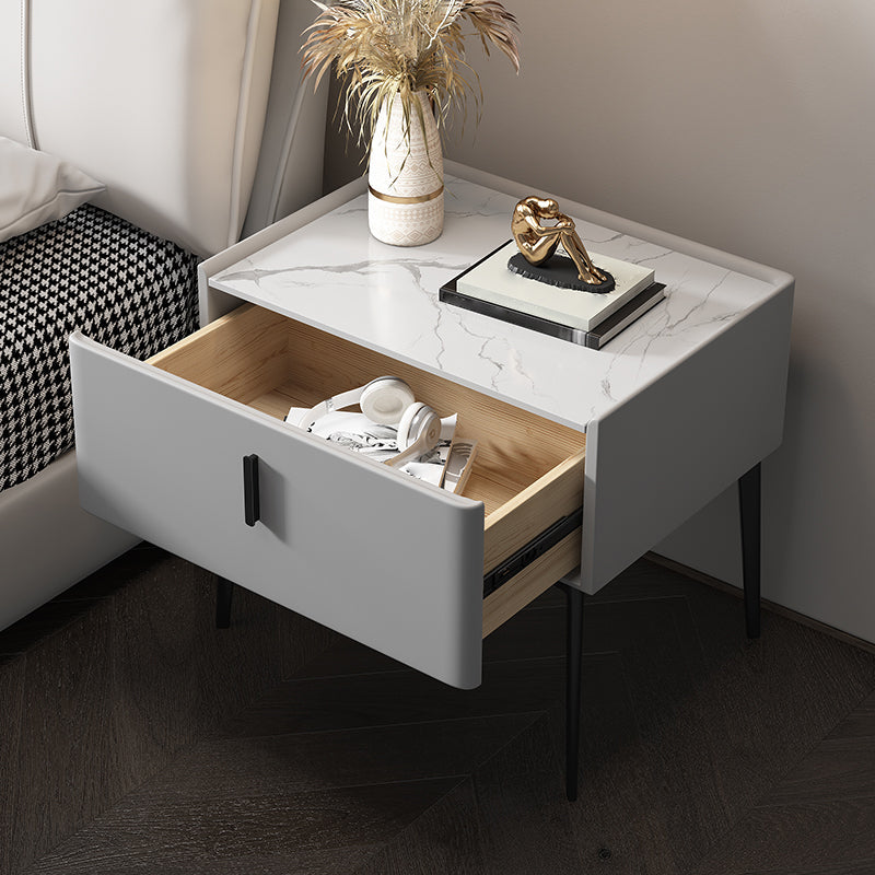 2-Drawer Nightstand with 4 Legs 20" Tall Stone Top Night Table Clearhalo 'Bedroom Furniture' 'furn' 'furn_night_stand' 'Furniture' 'night_stand' 'Nightstands' 5242796