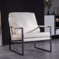 Sled Based Square Arms Faux Leather Arm Chair with Pillow Back