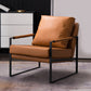 Sled Based Square Arms Faux Leather Arm Chair with Pillow Back