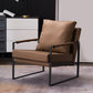 Sled Based Square Arms Faux Leather Arm Chair with Pillow Back
