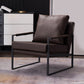 Sled Based Square Arms Faux Leather Arm Chair with Pillow Back