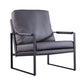 Sled Based Square Arms Faux Leather Arm Chair with Pillow Back