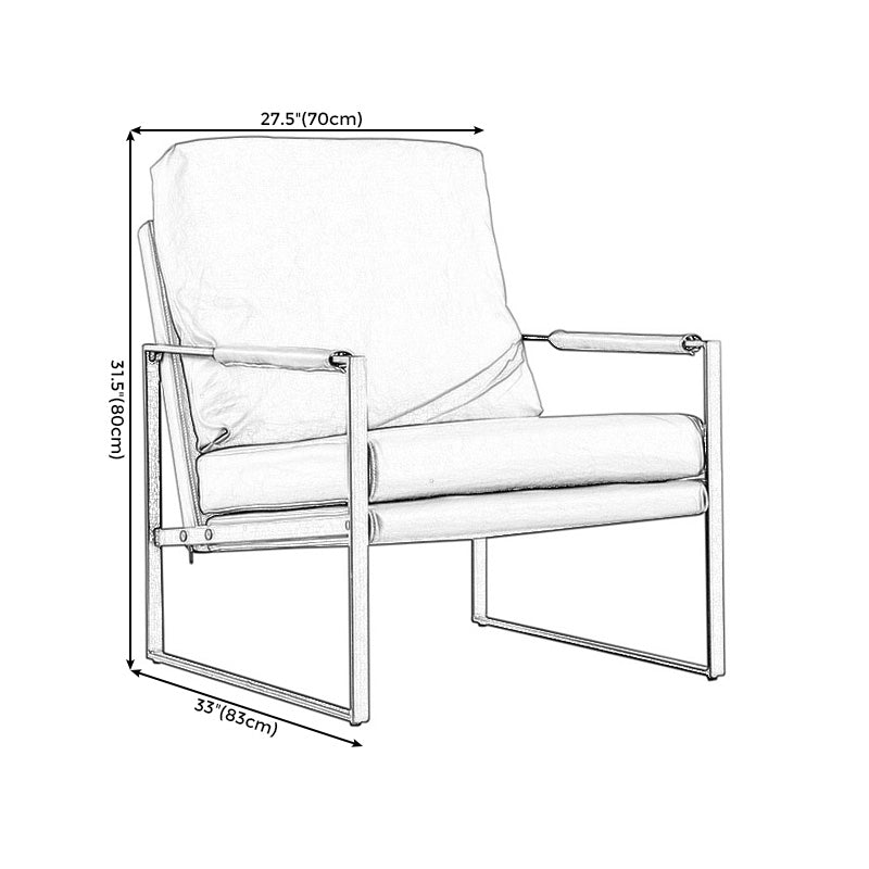 Sled Based Square Arms Faux Leather Arm Chair with Pillow Back