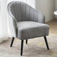 24.4"W Velvet Sloped Arms Barrel Chair with Basic Four Legs and Sewn Pillow Back Grey Black Clearhalo 'Accent Chairs' 'accent_chairs' 'Chairs & Seating' 'furn' 'furn_accent_chairs' 'Furniture' 'Living Room Furniture' 5242896