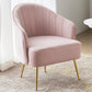 24.4"W Velvet Sloped Arms Barrel Chair with Basic Four Legs and Sewn Pillow Back Pink Brass Gold Clearhalo 'Accent Chairs' 'accent_chairs' 'Chairs & Seating' 'furn' 'furn_accent_chairs' 'Furniture' 'Living Room Furniture' 5242901