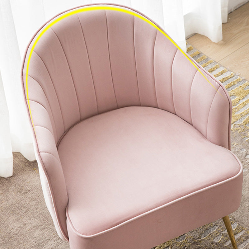 24.4"W Velvet Sloped Arms Barrel Chair with Basic Four Legs and Sewn Pillow Back Clearhalo 'Accent Chairs' 'accent_chairs' 'Chairs & Seating' 'furn' 'furn_accent_chairs' 'Furniture' 'Living Room Furniture' 5242904