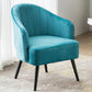 24.4"W Velvet Sloped Arms Barrel Chair with Basic Four Legs and Sewn Pillow Back Blue Black Clearhalo 'Accent Chairs' 'accent_chairs' 'Chairs & Seating' 'furn' 'furn_accent_chairs' 'Furniture' 'Living Room Furniture' 5242910
