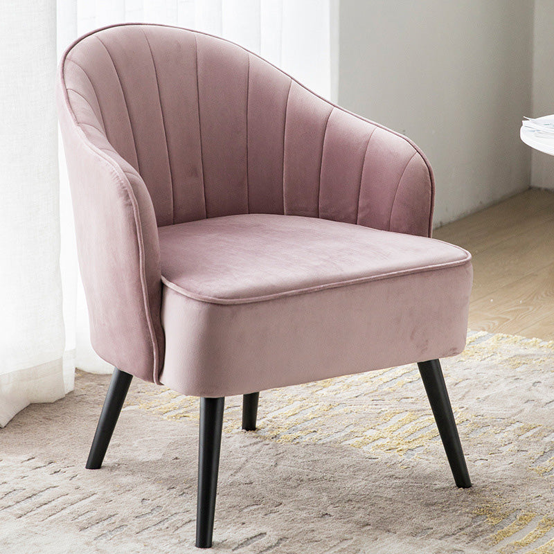 24.4"W Velvet Sloped Arms Barrel Chair with Basic Four Legs and Sewn Pillow Back Cameo Brown Black Clearhalo 'Accent Chairs' 'accent_chairs' 'Chairs & Seating' 'furn' 'furn_accent_chairs' 'Furniture' 'Living Room Furniture' 5242911