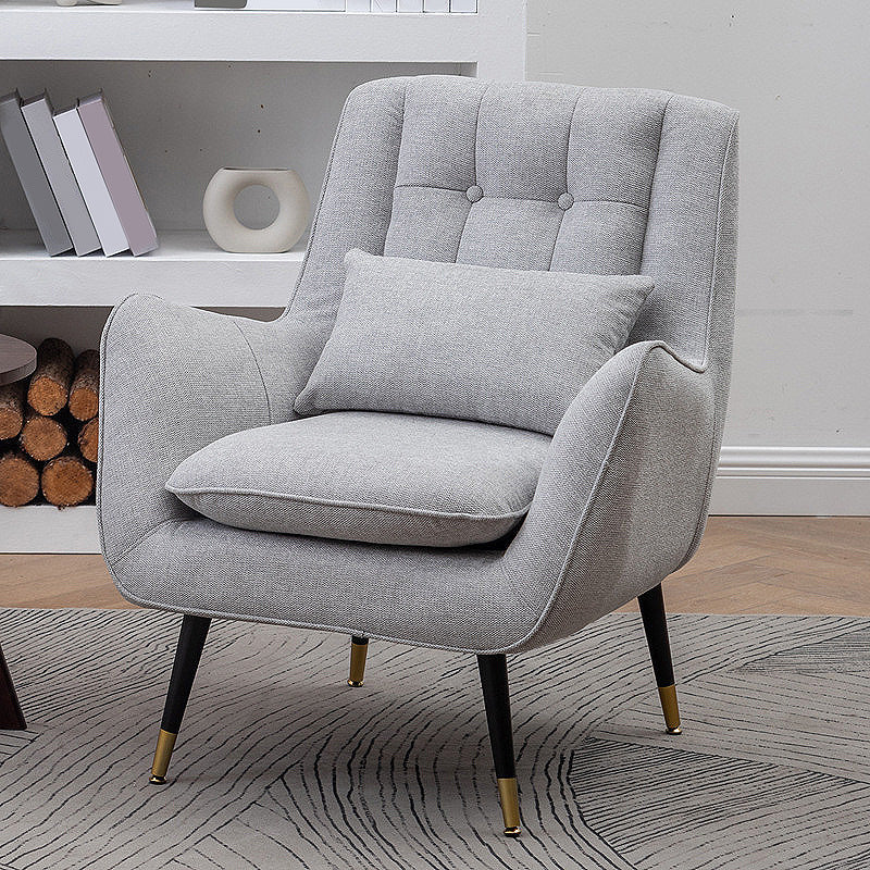 Modern 30.7" Wide Barrel Accent Chair with Basic Four Legs for Bedroom Grey Linen Blend Clearhalo 'Accent Chairs' 'accent_chairs' 'Chairs & Seating' 'furn' 'furn_accent_chairs' 'Furniture' 'Living Room Furniture' 5243008