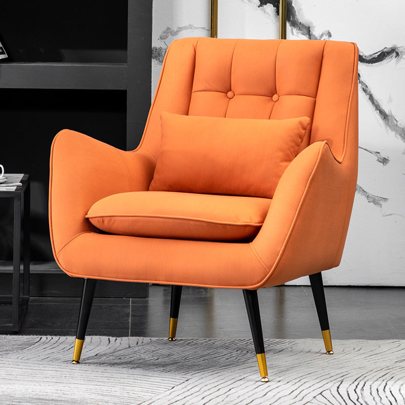 Modern 30.7" Wide Barrel Accent Chair with Basic Four Legs for Bedroom Orange Faux Leather Clearhalo 'Accent Chairs' 'accent_chairs' 'Chairs & Seating' 'furn' 'furn_accent_chairs' 'Furniture' 'Living Room Furniture' 5243010