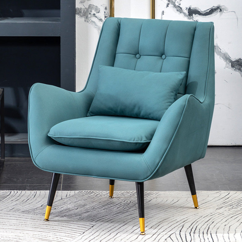 Modern 30.7" Wide Barrel Accent Chair with Basic Four Legs for Bedroom Green Faux Leather Clearhalo 'Accent Chairs' 'accent_chairs' 'Chairs & Seating' 'furn' 'furn_accent_chairs' 'Furniture' 'Living Room Furniture' 5243016