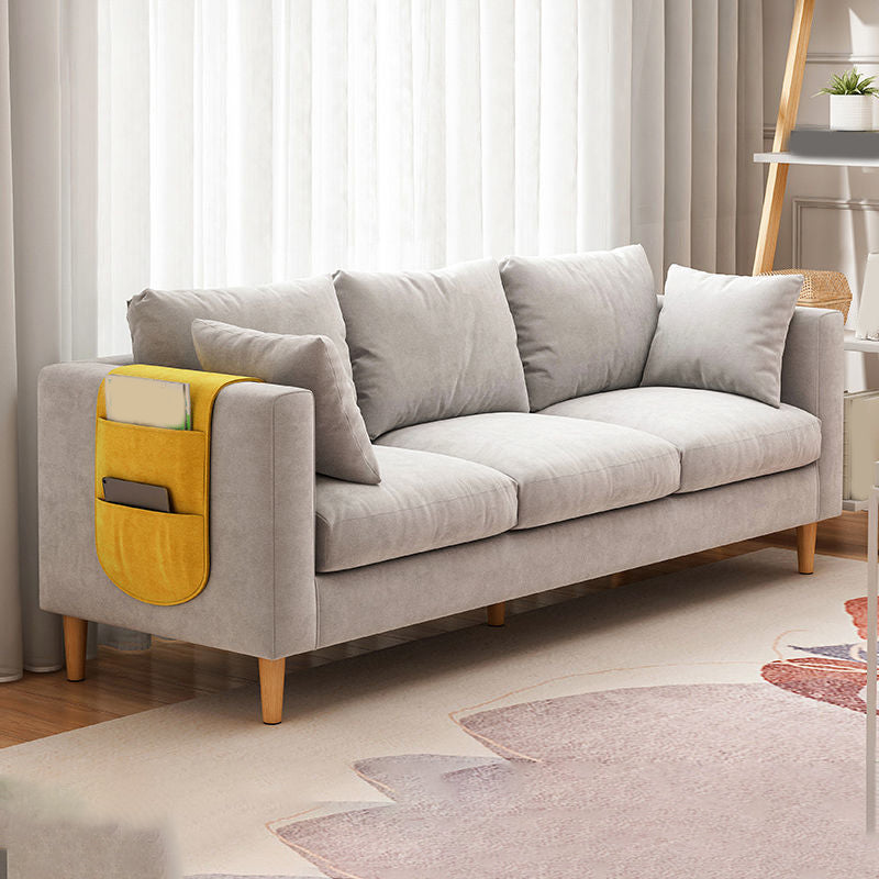 Contemporary Velvet Square Arm Sofa with Storage for Three People