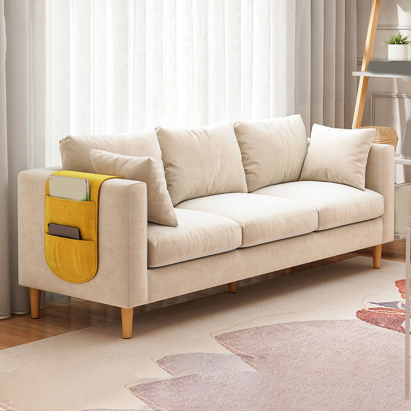 Contemporary Velvet Square Arm Sofa with Storage for Three People
