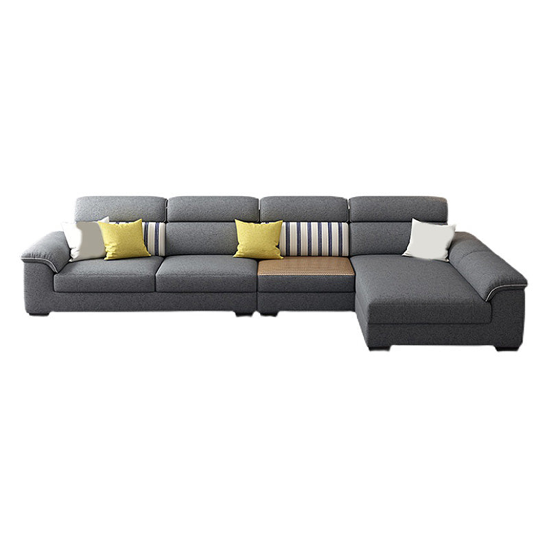 Contemporary Reversible L-Shape Grey Pillow Top Arm Sectional with High Back