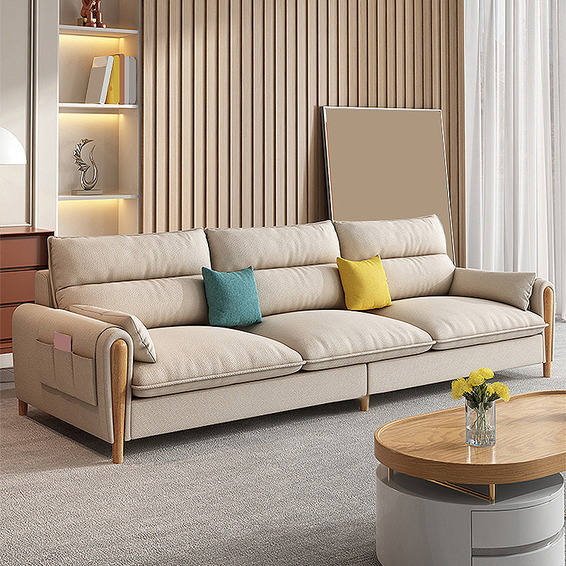 Scandinavian Beige Straight Arm Sofa/Sectional with Removable Cushions