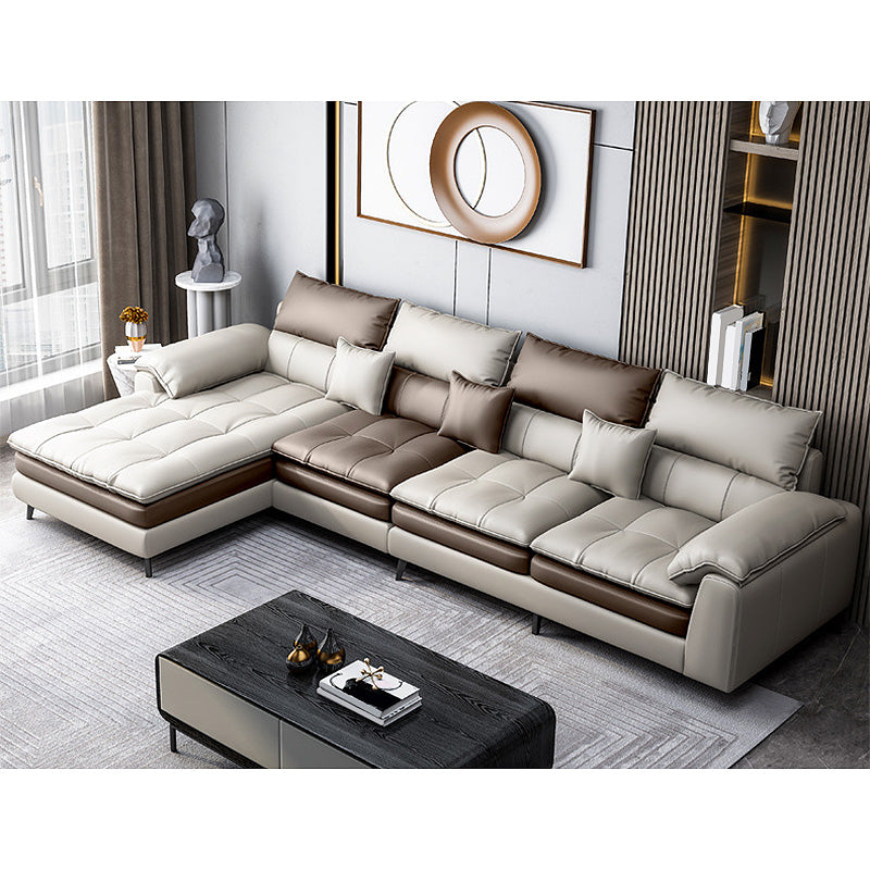 Almohada seccional de cuero sintético brazo beige beige para sala de estar