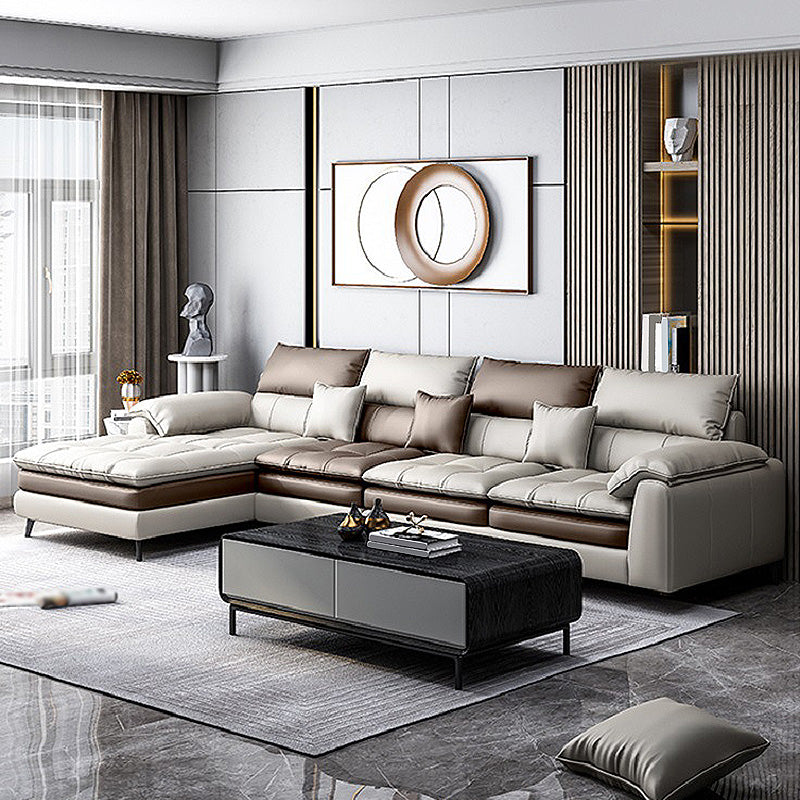 Almohada seccional de cuero sintético brazo beige beige para sala de estar