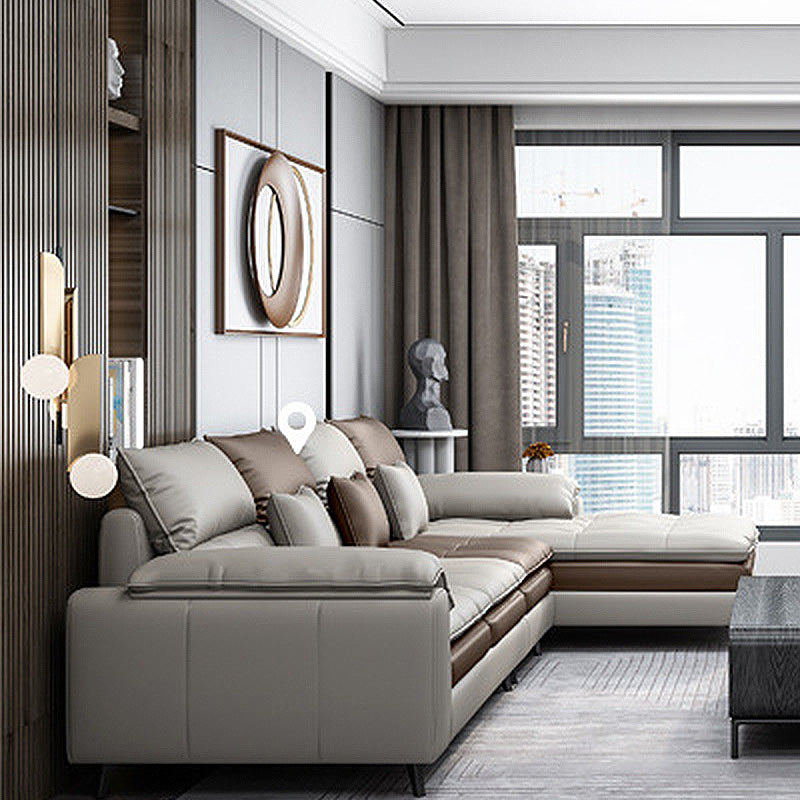 Almohada seccional de cuero sintético brazo beige beige para sala de estar