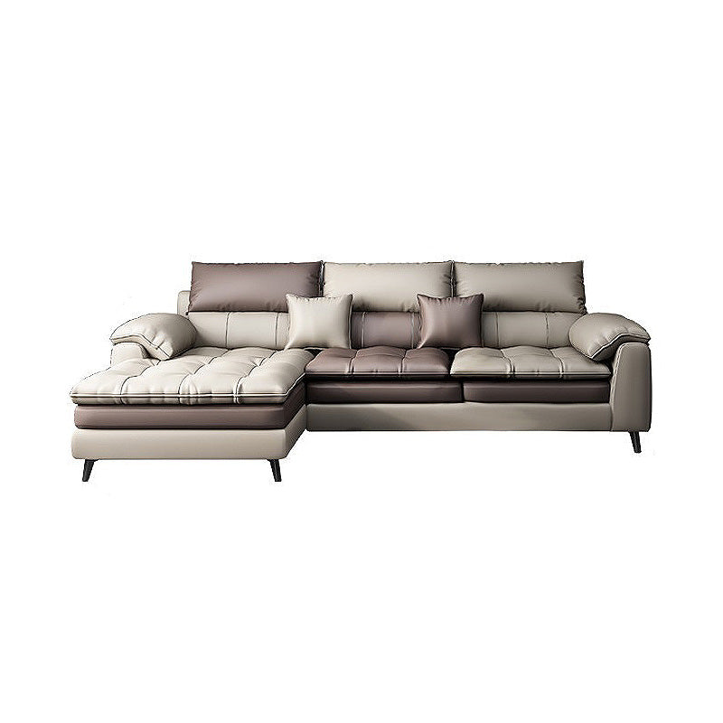 Almohada seccional de cuero sintético brazo beige beige para sala de estar