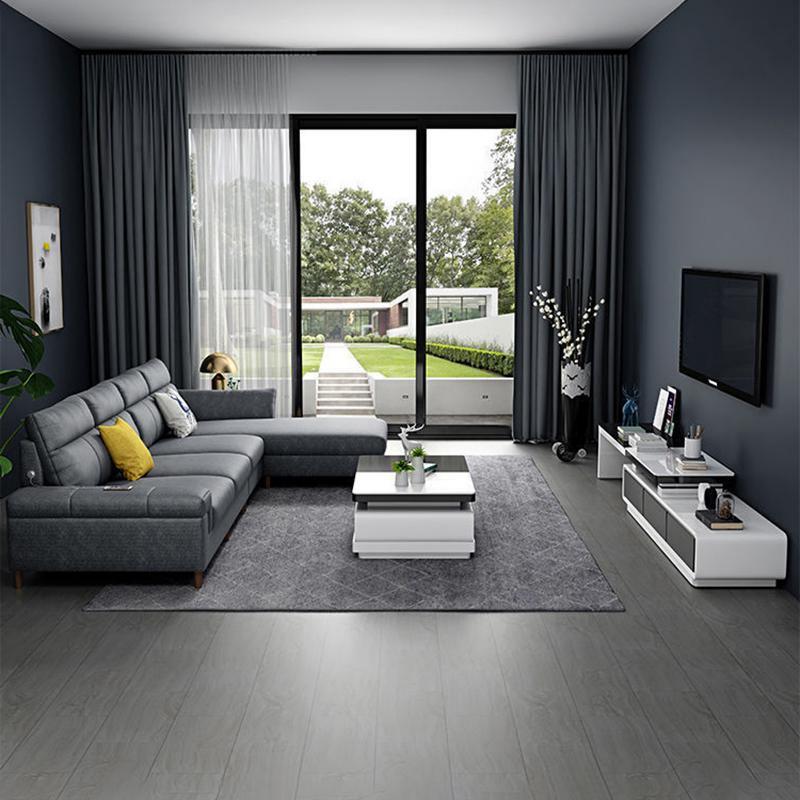 Square Arm Dark Gray Cushion Back Storage Stain-Resistant Sofa Clearhalo 'furn' 'furn_sectionals' 'Furniture' 'Living Room Furniture' 'Sectionals' 5243129