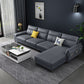 Square Arm Dark Gray Cushion Back Storage Stain-Resistant Sofa 126"L x 71"W x 35"H Sponge Clearhalo 'furn' 'furn_sectionals' 'Furniture' 'Living Room Furniture' 'Sectionals' 5243130
