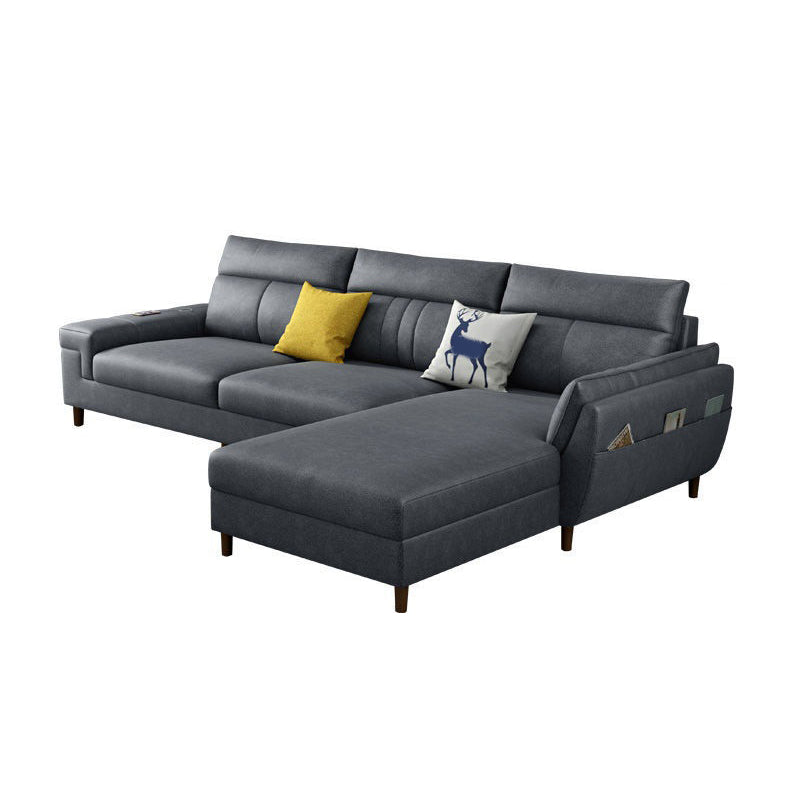 Square Arm Dark Gray Cushion Back Storage Stain-Resistant Sofa 99"L x 71"W x 35"H Clearhalo 'furn' 'furn_sectionals' 'Furniture' 'Living Room Furniture' 'Sectionals' 5243136