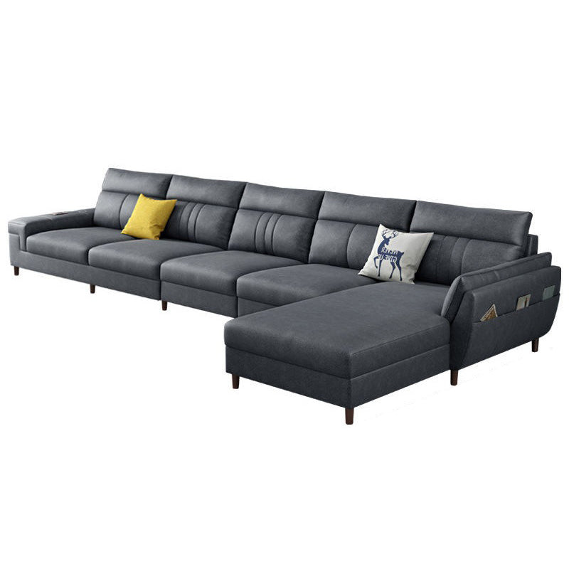 Square Arm Dark Gray Cushion Back Storage Stain-Resistant Sofa 152"L x 71"W x 35"H Clearhalo 'furn' 'furn_sectionals' 'Furniture' 'Living Room Furniture' 'Sectionals' 5243137