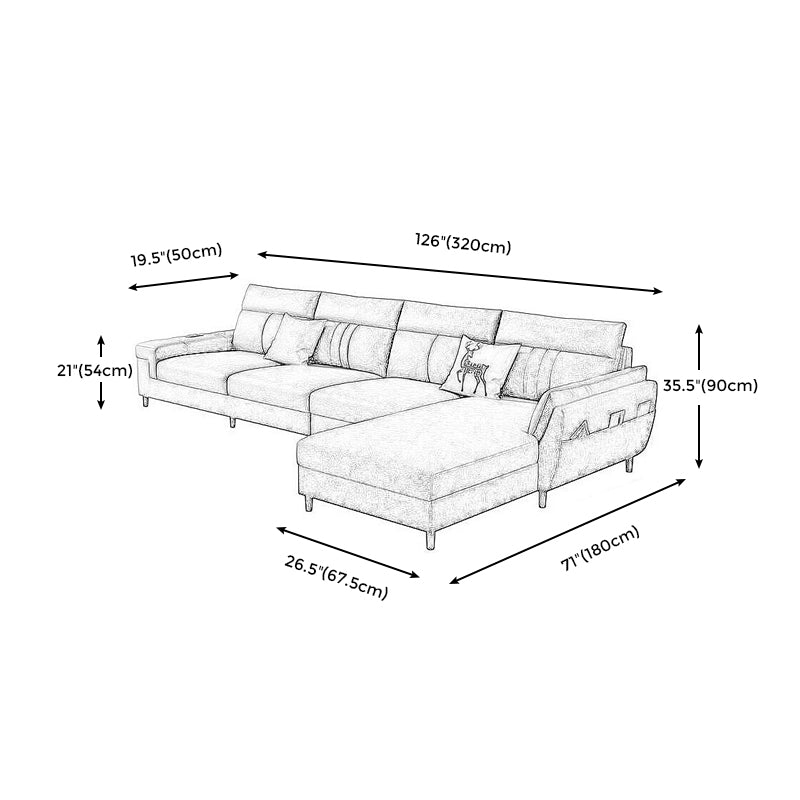 Square Arm Dark Gray Cushion Back Storage Stain-Resistant Sofa Clearhalo 'furn' 'furn_sectionals' 'Furniture' 'Living Room Furniture' 'Sectionals' 5243138