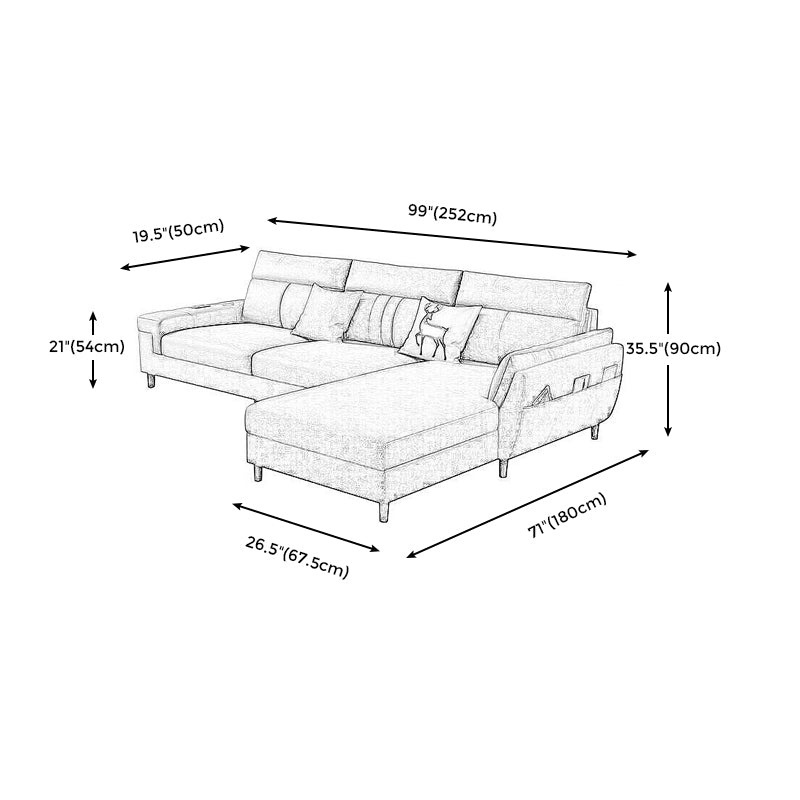 Square Arm Dark Gray Cushion Back Storage Stain-Resistant Sofa Clearhalo 'furn' 'furn_sectionals' 'Furniture' 'Living Room Furniture' 'Sectionals' 5243140