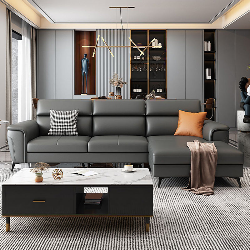 Sofá/seccional de brazo de almohada de cuero de cuero genuino