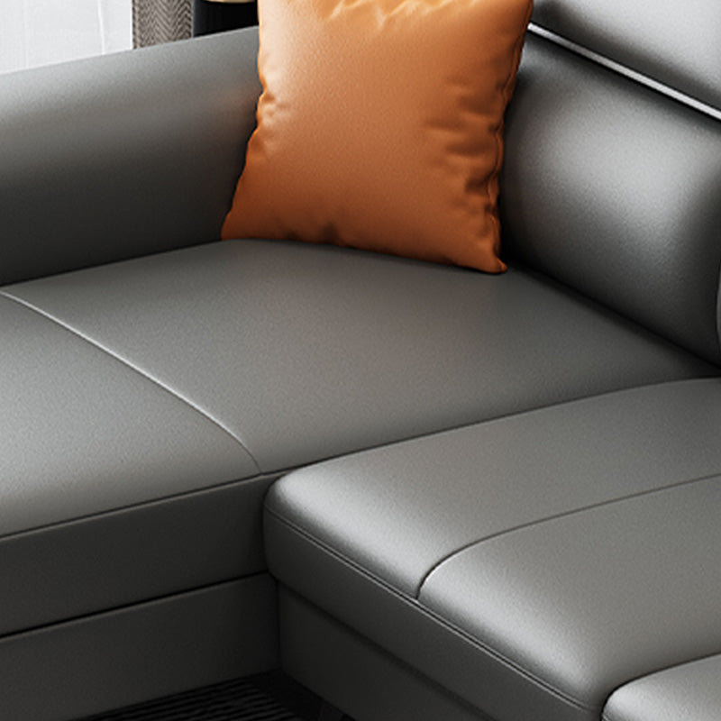 Grey Genuine Leather High Back Pillow Top Arm Sofa/Sectional with Wear-resisting