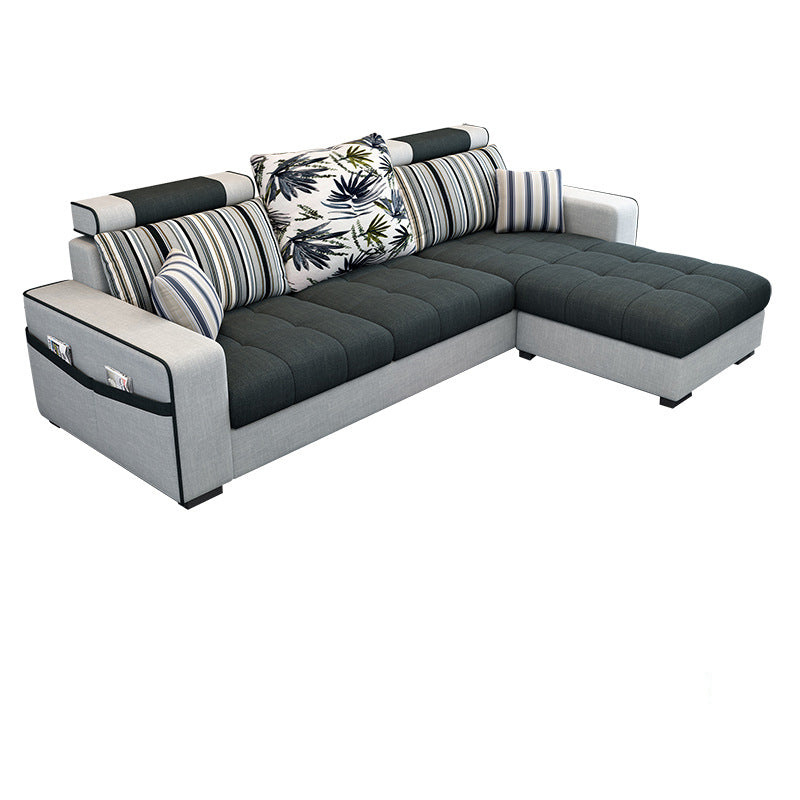 Square Arms L-Shape Sectionals 106.3"D High Back Sofa with Storage