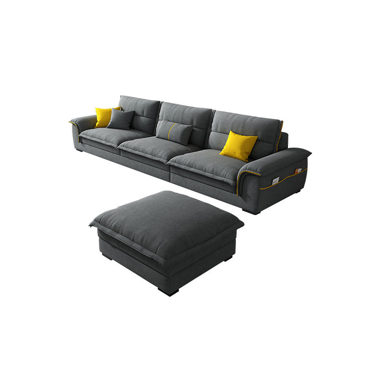 Muebles de brazo acampanado seccional sofá gris oscuro seccional con almohadas