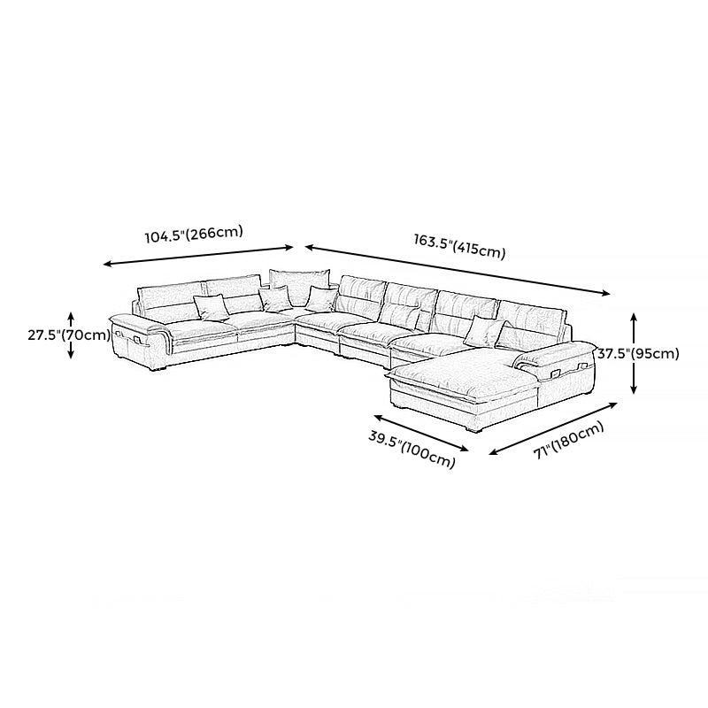 Flared Arm Möbel Abschnitte dunkelgraues Sofa -Abschnitt mit Kissen