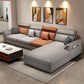 Faux Leather High Back Pillow Top Arm Sectional with Storage and Chaise