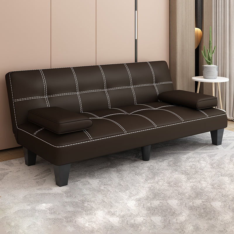 Modern Faux Leather Sofa Armless Convertible Biscuit Back Couch