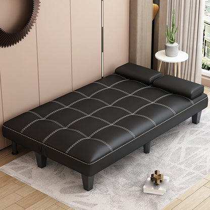 Modern Faux Leather Sofa Armless Convertible Biscuit Back Couch