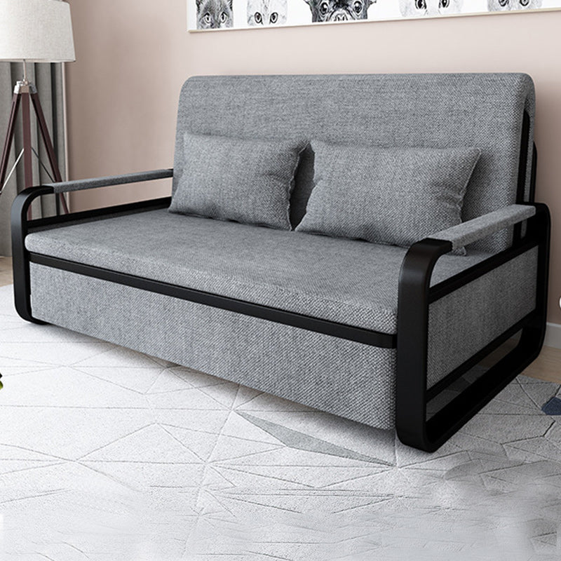 Contemporary Tight Back Sofa Bed Square Arm Fabric Sofa with Storage