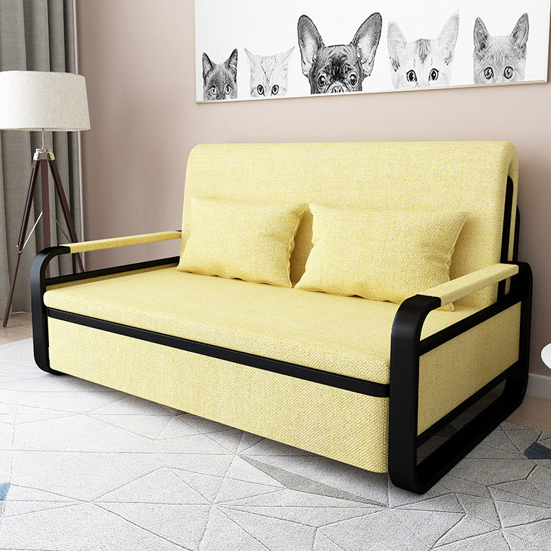 Contemporary Tight Back Sofa Bed Square Arm Fabric Sofa with Storage