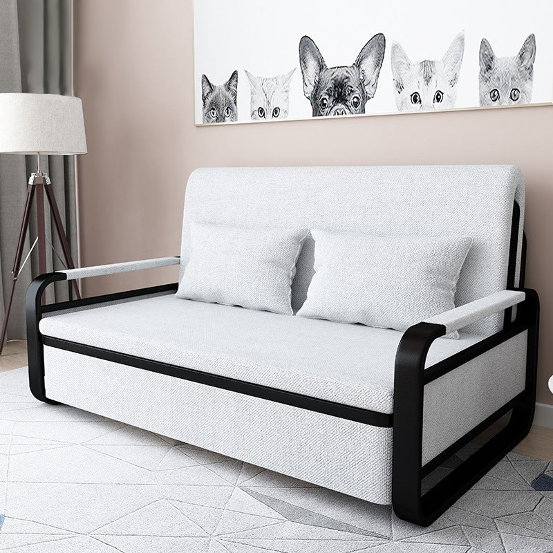 Contemporary Tight Back Sofa Bed Square Arm Fabric Sofa with Storage