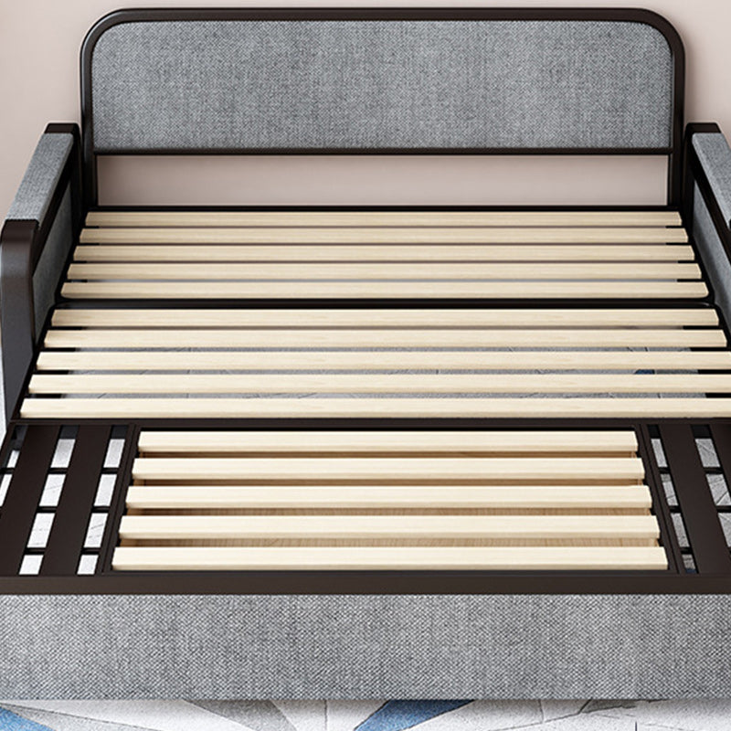 Contemporary Tight Back Sofa Bed Square Arm Fabric Sofa with Storage