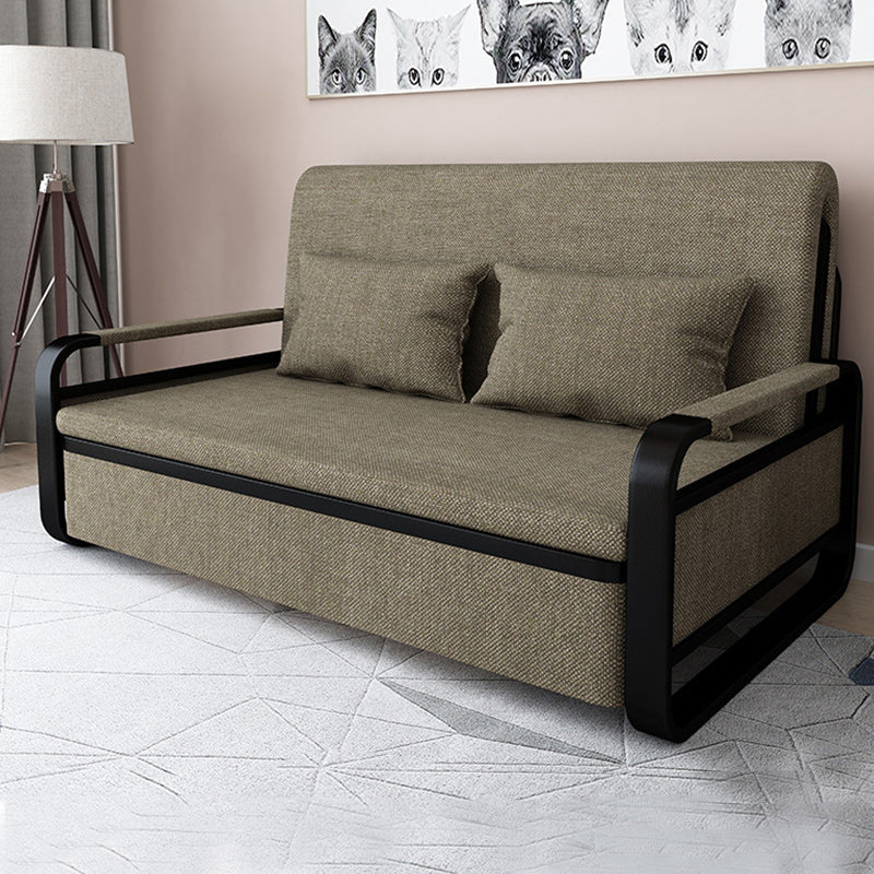 Contemporary Tight Back Sofa Bed Square Arm Fabric Sofa with Storage