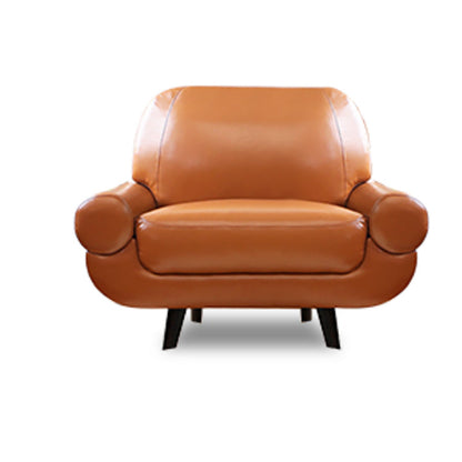 Sewn Pillow Back Sofa Modernism Faux Leather Pillow Top Arm Sofa