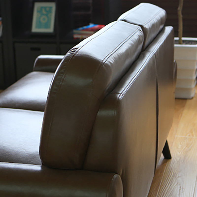 Sewn Pillow Back Sofa Modernism Faux Leather Pillow Top Arm Sofa