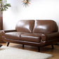 Sewn Pillow Back Sofa Modernism Faux Leather Pillow Top Arm Sofa