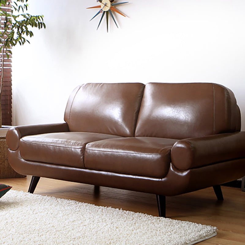 縫う枕バックソファモダニズムフェイクレザーピロートップアームソファー