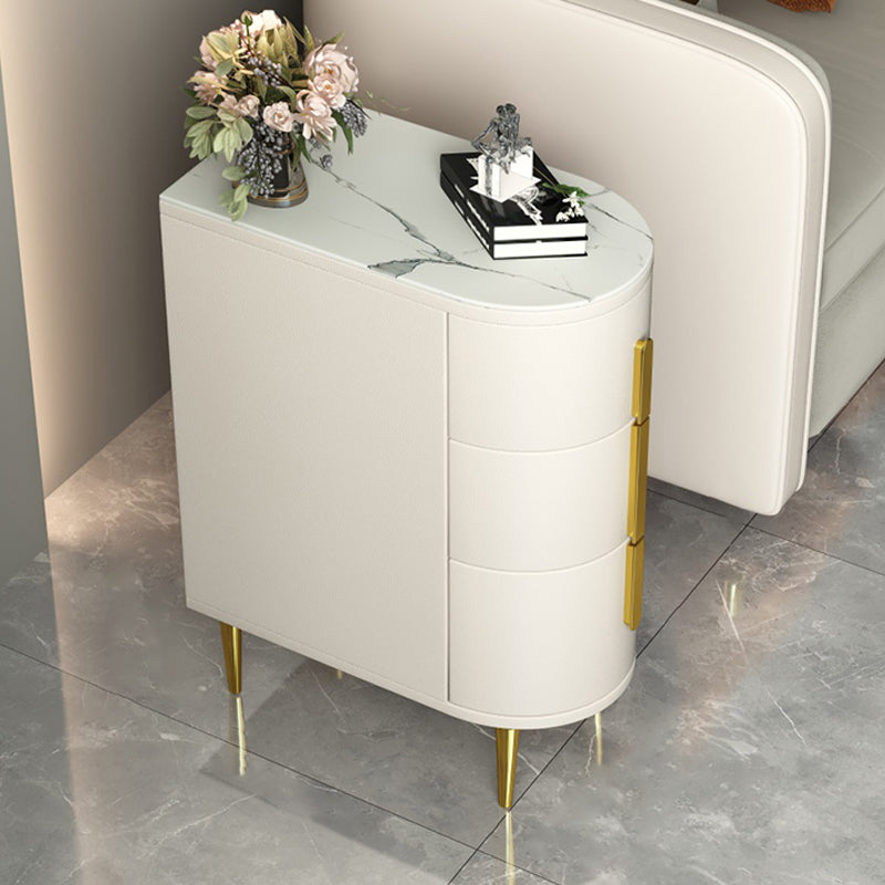 Glam 22.4-inch Tall Stone Top End Table Brass 4 Legs Sofa Side Table