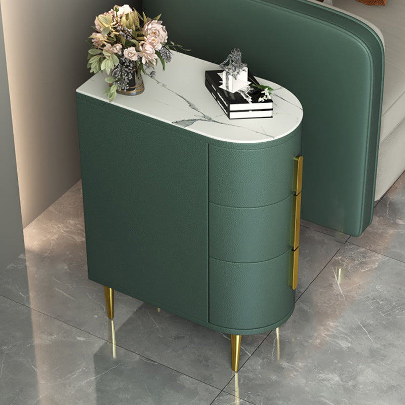 Glam 22.4-inch Tall Stone Top End Table Brass 4 Legs Sofa Side Table